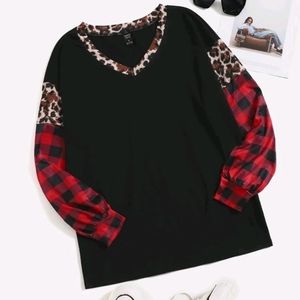 Buffalo Plaid Leopard Print Top